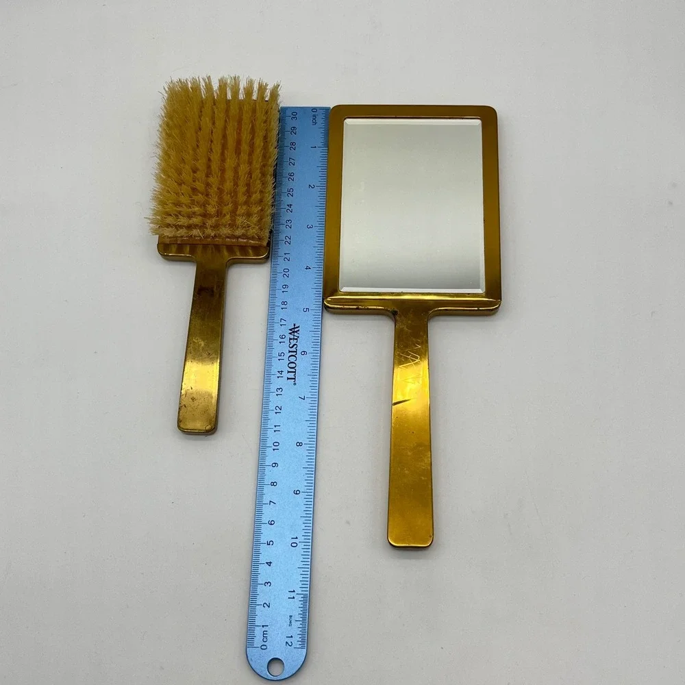 Vintage‎ Vanity Set Brush and Mirror Gold Tone Elegant Dressing Table Decor